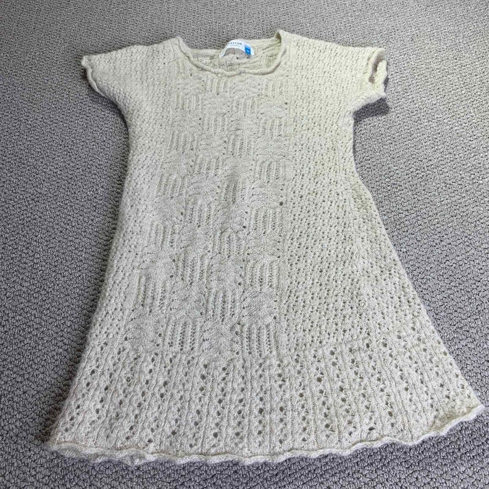Anthropologie Sparrow Womens Sweater XS Ivory Wool Linen Blend Pointelle Tunic